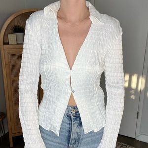 NWT Zara Crinkle Button Up Blouse